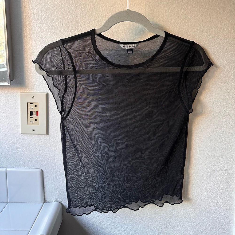 AE Black Mesh Crop Top